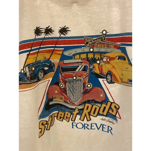 VINTAGE 1986 STREET RODS FOREVER JOHNNY’S MEN SHIRT SIZE LARGE PERFECT CONDITION - Picture 6 of 11
